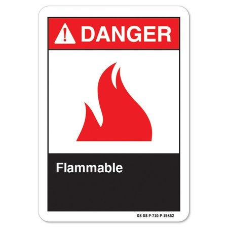 SIGNMISSION ANSI Danger, 7" Height, 10" Width, Decal, 7" H, 10" W, Landscape, Flammable, Flammable OS-DS-D-710-L-19852